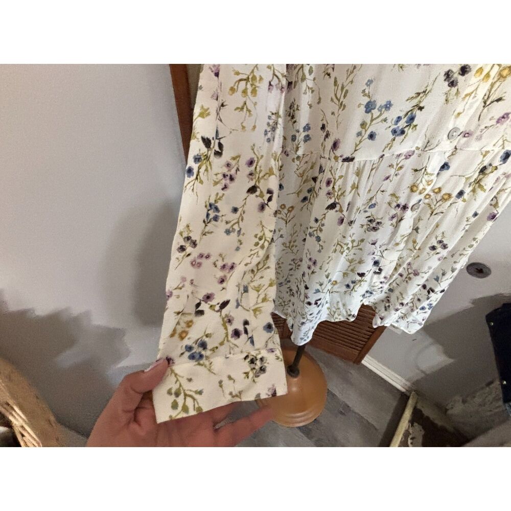 J. Jill Plus Size Flow Hem Floral Button Tunic Shirt Blouse Top Size 2X - Picture 9 of 16